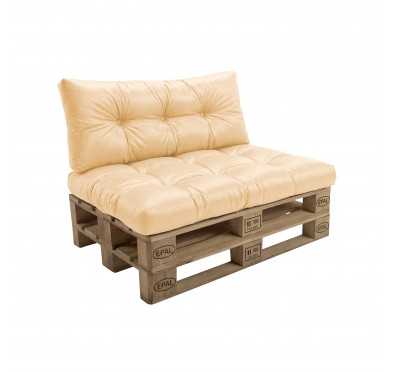 Set de 2 coussins pour palette imperméables, matelassés, 120x80 + 120x40, Beige