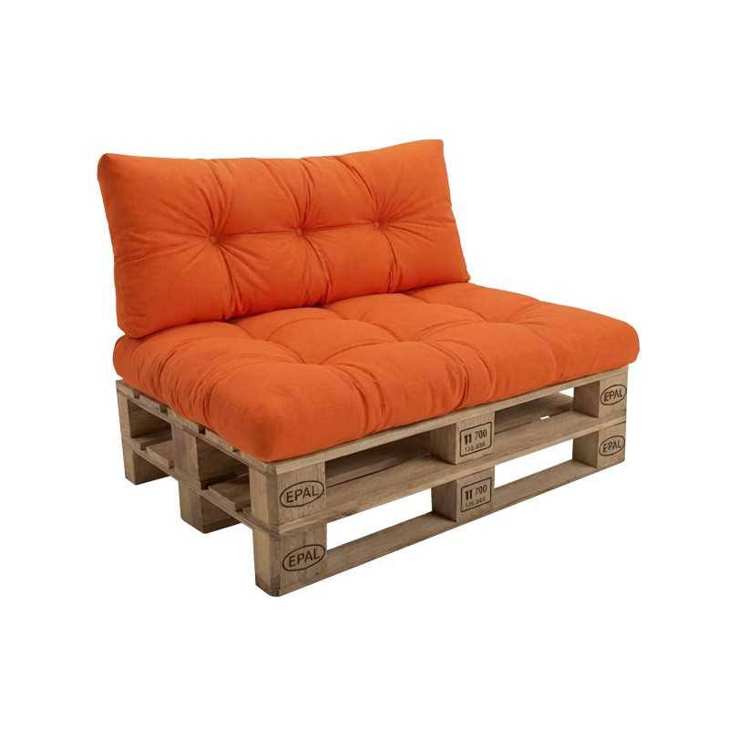 Set de 2 Coussins pour Palette 120x80 + 120x40, Matelassé, Orange Set de 2 Coussins pour Palette 120x80 + 120x40, Matelassé, Orange