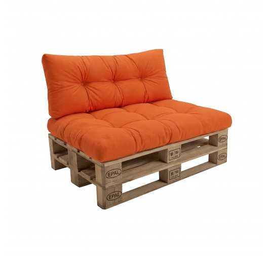 Set de 2 Coussins pour Palette 120x80 + 120x40, Matelassé, Orange