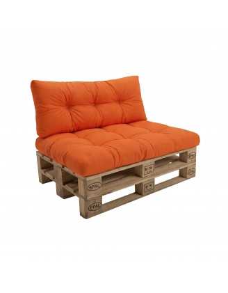 Set de 2 Coussins pour Palette 120x80 + 120x40, Matelassé, Orange
