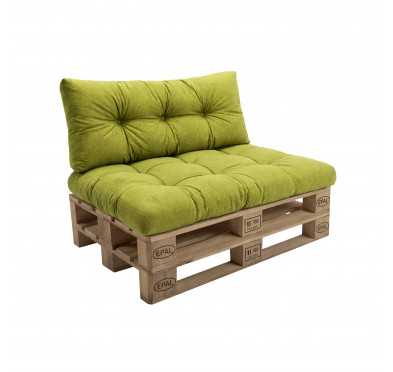 Set de 2 Coussins pour Palette 120x80 + 120x40, Matelassé, Vert Lime