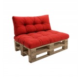 Set de 2 Coussins pour Palette 120x80 + 120x40, Matelassé, Rouge