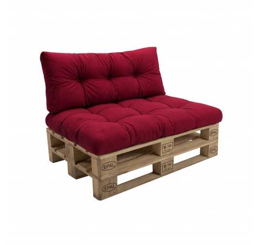 Set de 2 Coussins pour Palette 120x80 + 120x40, Matelassé, Bordeaux