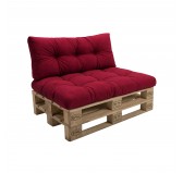 Set de 2 Coussins pour Palette 120x80 + 120x40, Matelassé, Bordeaux
