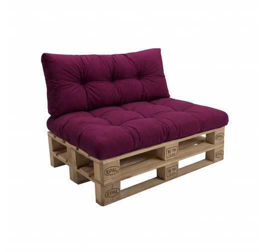 Set de 2 Coussins pour Palette 120x80 + 120x40, Matelassé, Violet