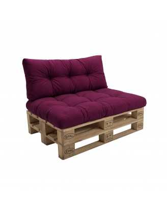 Set de 2 Coussins pour Palette 120x80 + 120x40, Matelassé, Violet