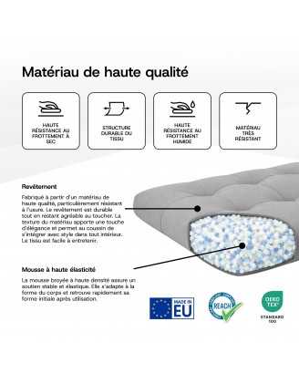 Set de 2 Coussins pour Palette 120x80 + 120x40, Matelassé, Violet