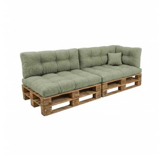 Set de 6 Coussins Matelassés pour Palettes 120x80 + 120x40 Vert