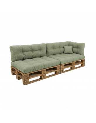 Set de 6 Coussins Matelassés pour Palettes 120x80 + 120x40 Vert
