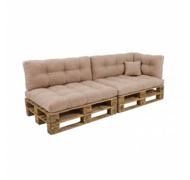 Set de 6 Coussins Matelassés pour Palettes 120x80 + 120x40 Beige