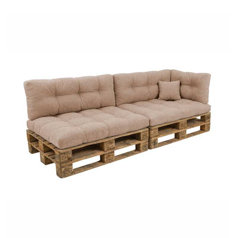 Set de 6 Coussins Matelassés pour Palettes 120x80 + 120x40 Beige