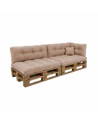 Set de 6 Coussins Matelassés pour Palettes 120x80 + 120x40 Beige