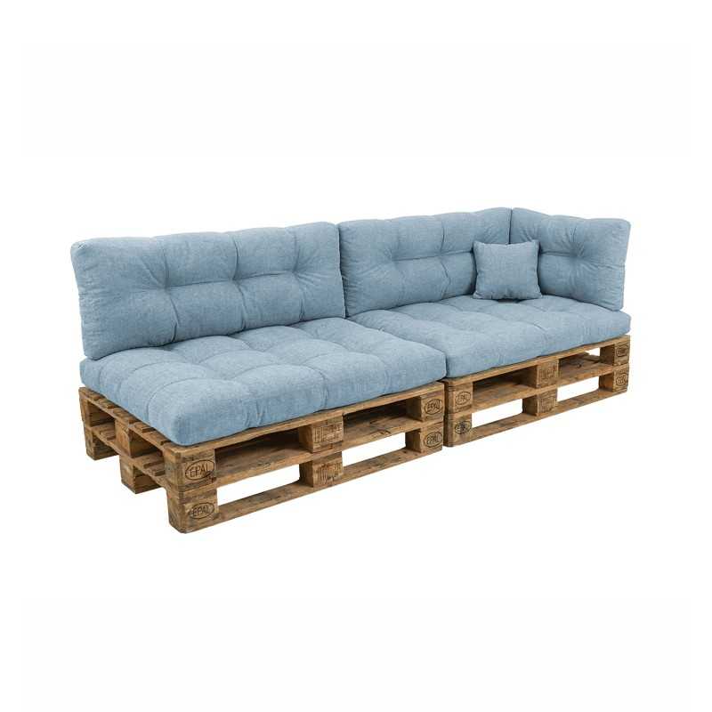 Set de 6 Coussins Matelassés pour Palettes 120x80 + 120x40 Bleu Set de 6 Coussins Matelassés pour Palettes 120x80 + 120x40 Bleu