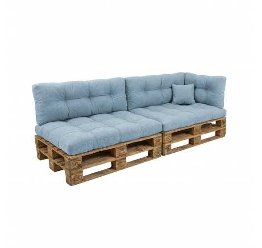 Set de 6 Coussins Matelassés pour Palettes 120x80 + 120x40 Bleu