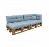 Set de 6 Coussins Matelassés pour Palettes 120x80 + 120x40 Bleu Set de 6 Coussins Matelassés pour Palettes 120x80 + 120x40 Bleu