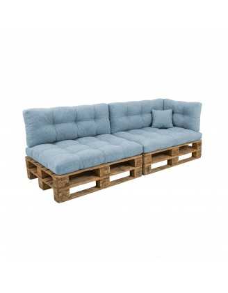 Set de 6 Coussins Matelassés pour Palettes 120x80 + 120x40 Bleu