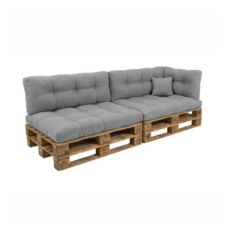 Set de 6 Coussins Matelassés pour Palettes 120x80 + 120x40 Gris