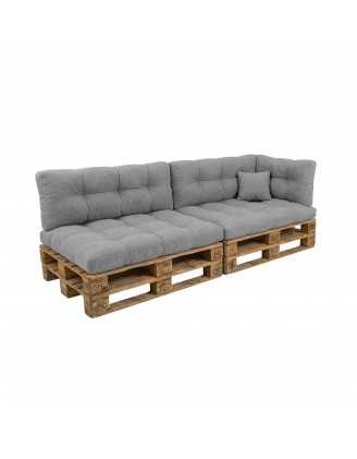 Set de 6 Coussins Matelassés pour Palettes 120x80 + 120x40 Gris