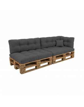 Set de 6 Coussins Matelassés pour Palettes 120x80 + 120x40 Anthracite