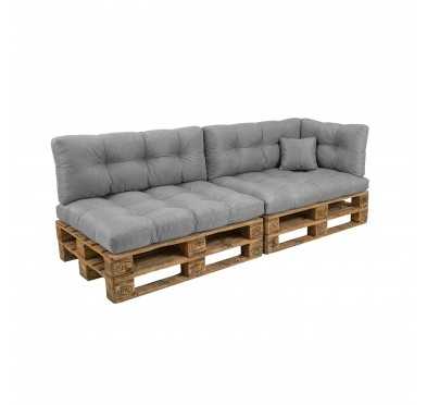 Set de 6 coussins pour palette imperméables, matelassés, 2x Siège + 2x Dossier + Latérale + Décorative, Gris