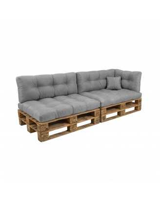Set de 6 coussins pour palette imperméables, matelassés, 2x Siège + 2x Dossier + Latérale + Décorative, Gris