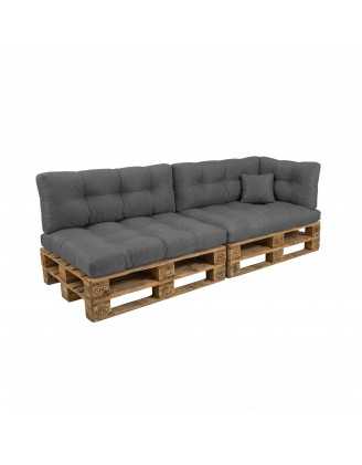 Set de 6 coussins pour palette imperméables, matelassés, 2x Siège + 2x Dossier + Latérale + Décorative, Anthracite
