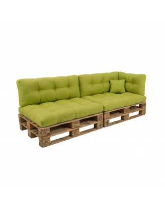 Set de 6 Coussins pour Palette, 2x 120x80 + 2x 120x40 + 60x40 + 40x40, Matelassé, Vert Lime