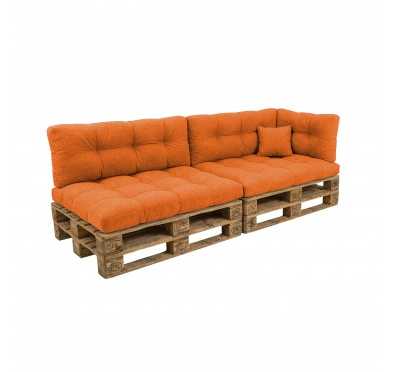 Set de 6 Coussins pour Palette, 2x 120x80 + 2x 120x40 + 60x40 + 40x40, Matelassé, Orange