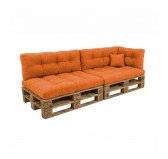 Set de 6 Coussins pour Palette, 2x 120x80 + 2x 120x40 + 60x40 + 40x40, Matelassé, Orange