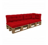 Set de 6 Coussins pour Palette, 2x 120x80 + 2x 120x40 + 60x40 + 40x40, Matelassé, Rouge