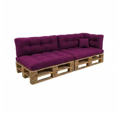 Set de 6 Coussins pour Palette, 2x 120x80 + 2x 120x40 + 60x40 + 40x40, Matelassé, Violet