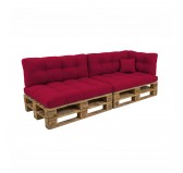 Set de 6 Coussins pour Palette, 2x 120x80 + 2x 120x40 + 60x40 + 40x40, Matelassé, Bordeaux