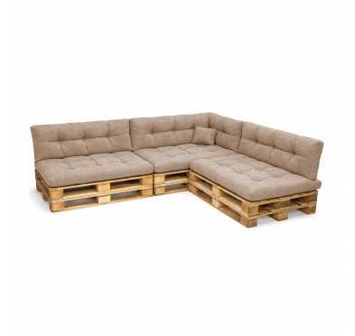 Set de 8 Coussins Matelassés pour Palettes 120x80 + 120x40 Beige