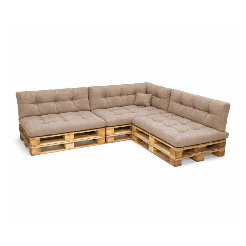 Set de 8 Coussins Matelassés pour Palettes 120x80 + 120x40 Beige