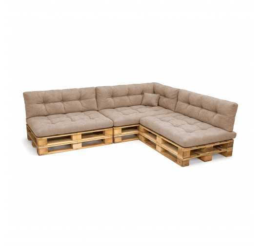 Set de 8 Coussins Matelassés pour Palettes 120x80 + 120x40 Beige