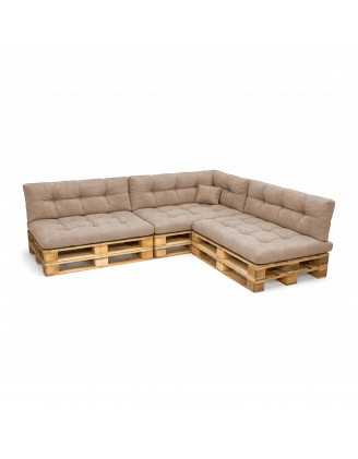 Set de 8 Coussins Matelassés pour Palettes 120x80 + 120x40 Beige