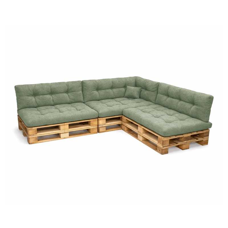 Set de 8 Coussins Matelassés pour Palettes 120x80 + 120x40 Vert Set de 8 Coussins Matelassés pour Palettes 120x80 + 120x40 Vert