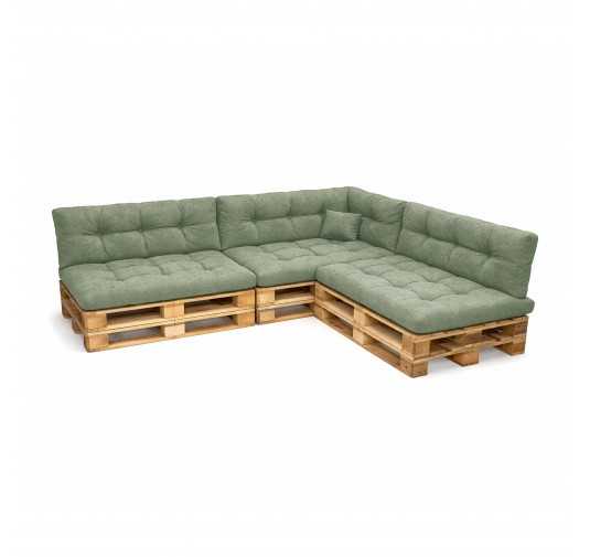 Set de 8 Coussins Matelassés pour Palettes 120x80 + 120x40 Vert