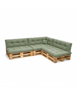 Set de 8 Coussins Matelassés pour Palettes 120x80 + 120x40 Vert