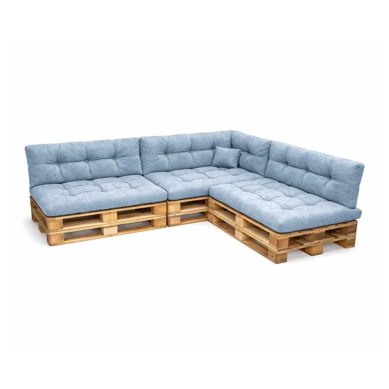 Set de 8 Coussins Matelassés pour Palettes 120x80 + 120x40 Bleu Set de 8 Coussins Matelassés pour Palettes 120x80 + 120x40 Bleu
