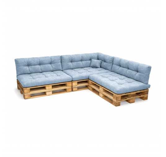 Set de 8 Coussins Matelassés pour Palettes 120x80 + 120x40 Bleu