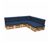 Set de 8 Coussins Matelassés pour Palettes 120x80 + 120x40 Bleu Foncé
