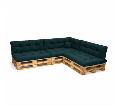 Set de 8 Coussins Matelassés pour Palettes 120x80 + 120x40 Vert Foncé