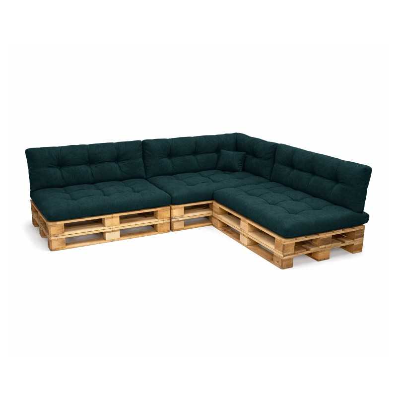 Set de 8 Coussins Matelassés pour Palettes 120x80 + 120x40 Vert Foncé