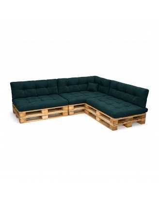 Set de 8 Coussins Matelassés pour Palettes 120x80 + 120x40 Vert Foncé