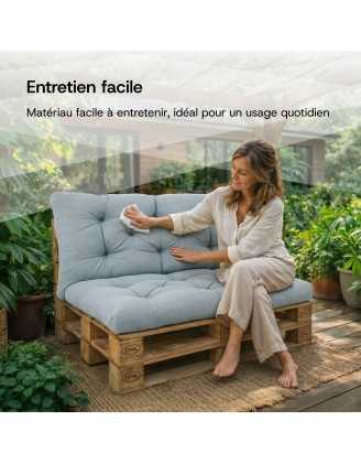 Set de 8 Coussins Matelassés pour Palettes 120x80 + 120x40 Anthracite