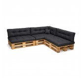Set de 8 coussins pour palette imperméables, matelassés, 3x Siège + 3x Dossier + Latérale + Décorative, Noir