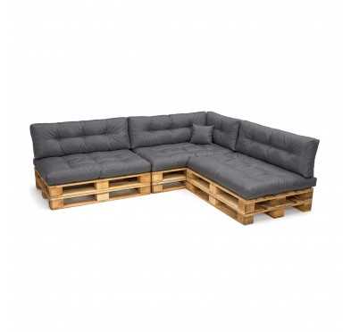 Set de 8 coussins pour palette imperméables, matelassés, 3x Siège + 3x Dossier + Latérale + Décorative, Anthracite