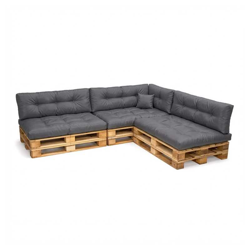 Set de 8 coussins pour palette imperméables, matelassés, 3x Siège + 3x Dossier + Latérale + Décorative, Anthracite