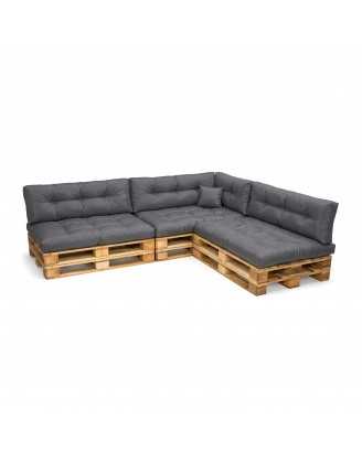 Set de 8 coussins pour palette imperméables, matelassés, 3x Siège + 3x Dossier + Latérale + Décorative, Anthracite